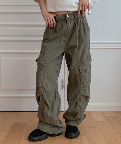 [男女共用]ミノピグメントカーグピンタックワイドパンツ