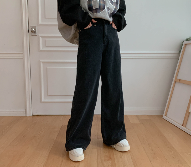 モットミンク起毛デニムワイドパンツ