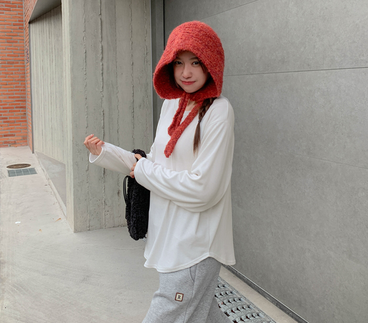 ローノ起毛ロール ラウンドネック 長袖ティーシャツ