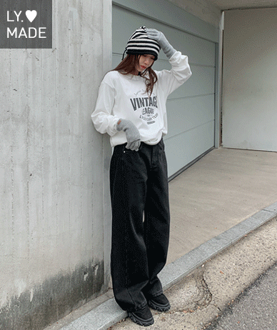 1990 ひび割れピッチ起毛トゥーム長袖Tシャツ