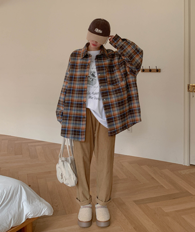 【男女共用】ワーナーキルティングチェックシャツシャツ