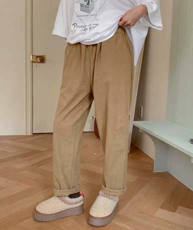 ダインコーデュロイ起毛バンディング排気パンツ