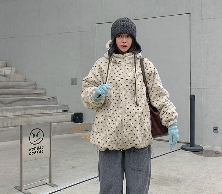 ポイントットダンブルハイネックフードザップアップジャンパ