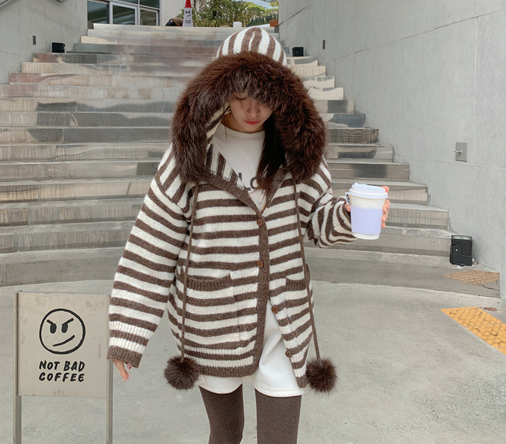 フォグ ダンガラ 毛 フード カーディガン