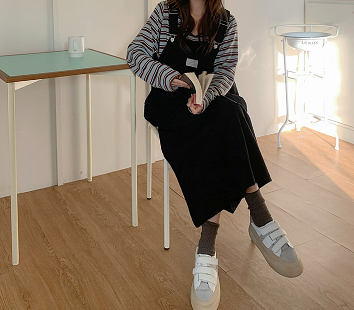 コードコーデュロイつりロングワンピース