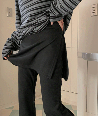 ヌビ起毛ラップスカートブーツカットバンディングパンツ