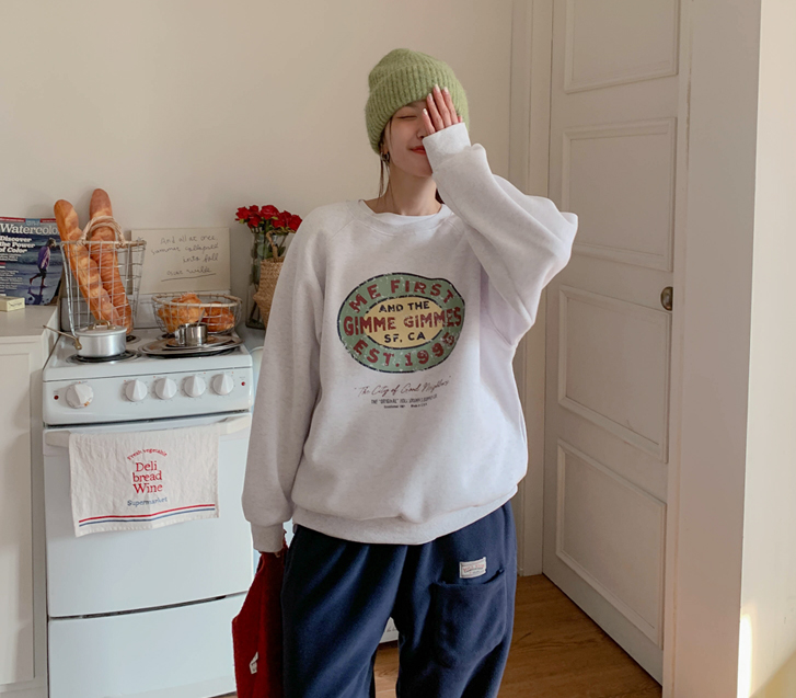 レイブクラック炎ラグラン起毛トレーナー