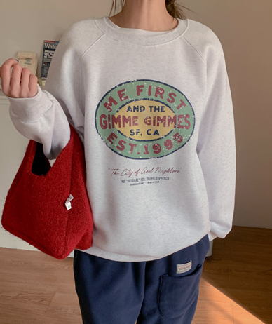 レイブクラック炎ラグラン起毛トレーナー