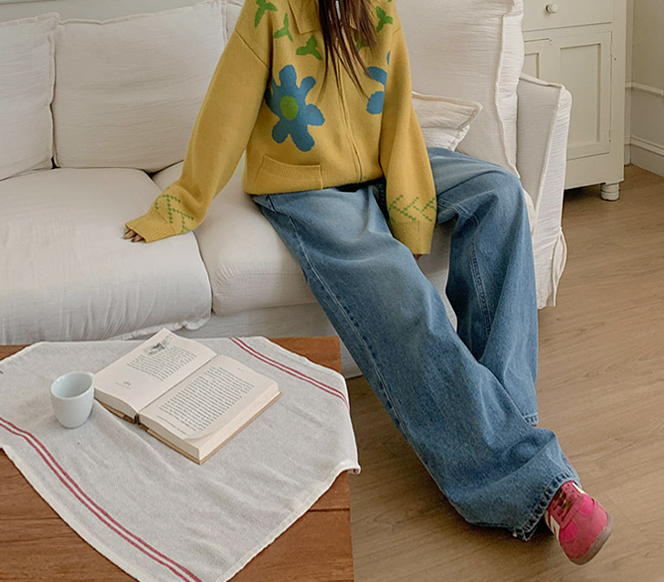 フォレンスナップバックバンディングデニムワイドパンツ