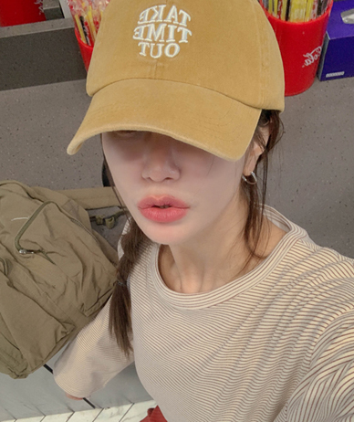 タイム刺繍ピグメントボールキャップ