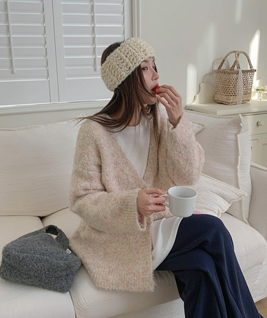 デミブクルブイネックロングカーディガン