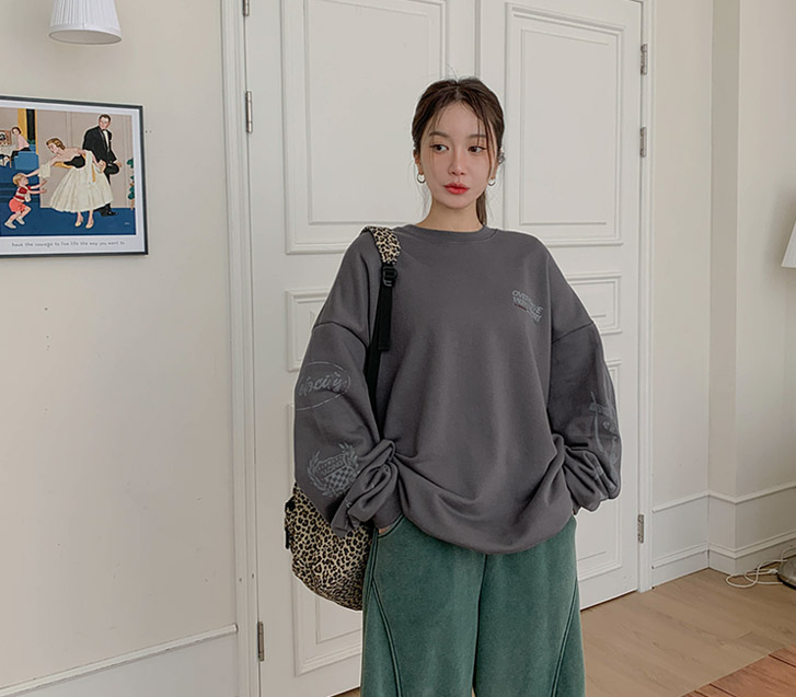 [男女共用]ベロシティクラックや炎オーバーフィットロングトレーナー