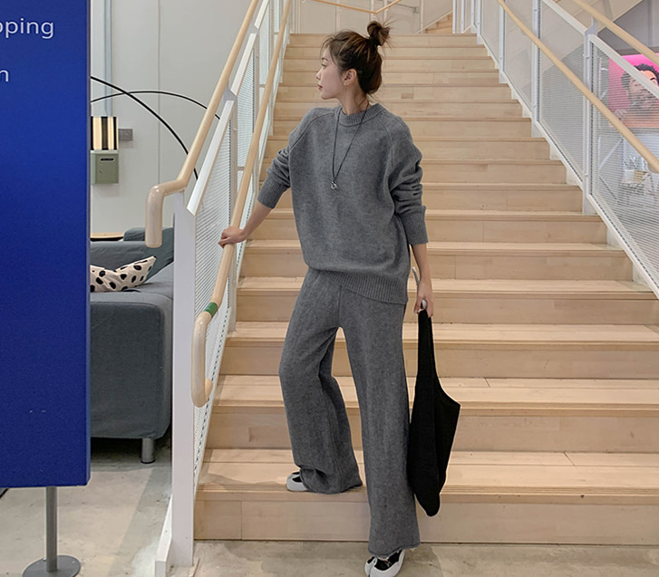 バニララグランニットワイドパンツセット