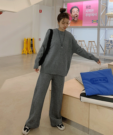 バニララグランニットワイドパンツセット