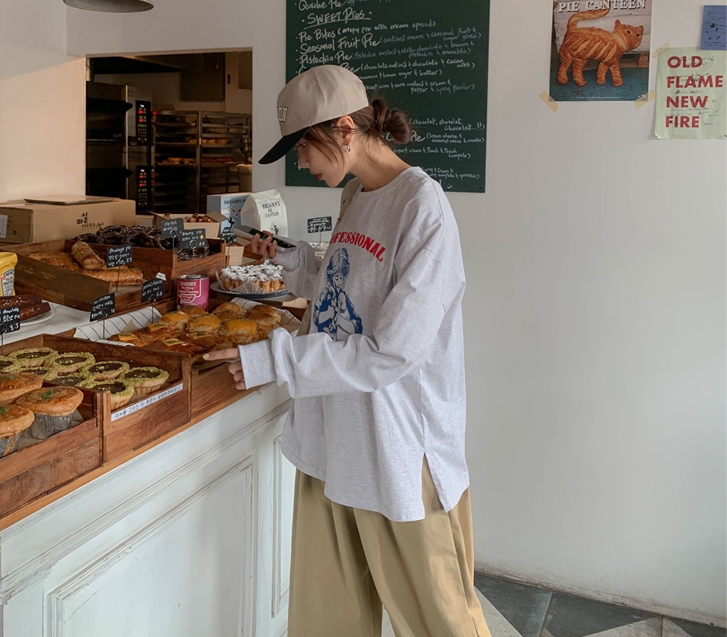 ハグナ塩スリット長袖ティーシャツ