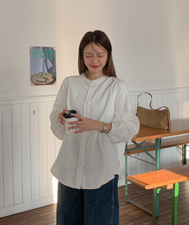 エリンチャイナネックシャーリングブラウス