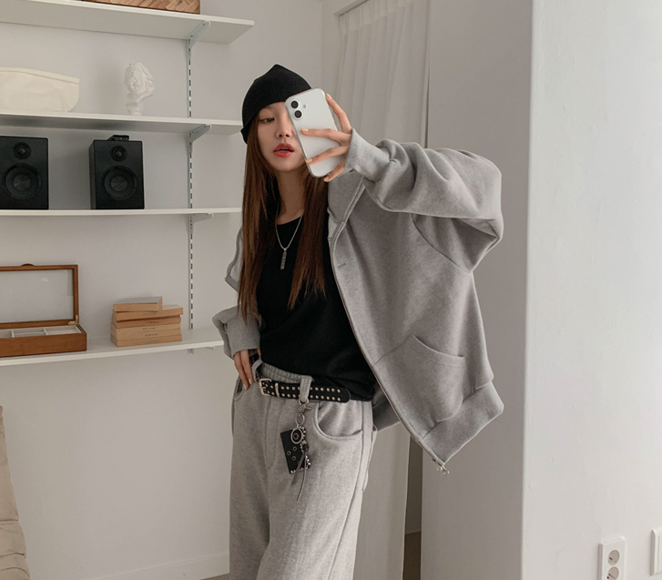 [男女共用]ウノボタンツウェーフードジップアップ