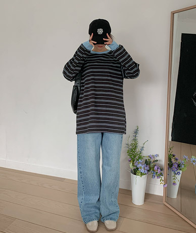 クラシック ダンガラ配色 長袖Tシャツ