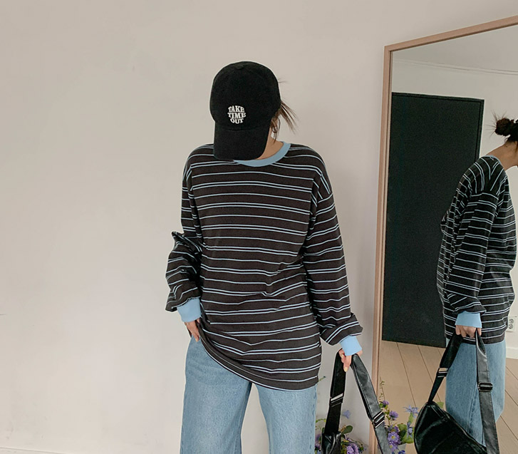 クラシック ダンガラ配色 長袖Tシャツ