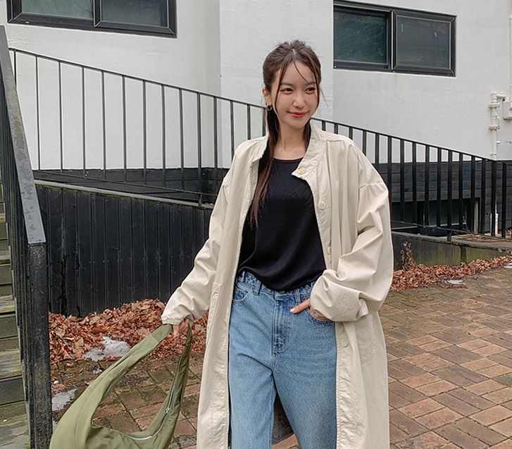 リップオーバーフィットウォッシングコットンロングフィールドジャケット