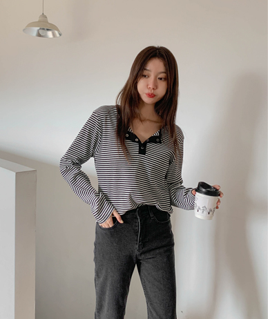 モトダンガラゴルジボタン長袖ティーシャツ