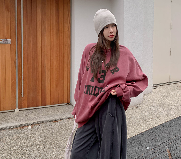 [男女共用]コンセプト73捺染ピグメントロングトレーナー