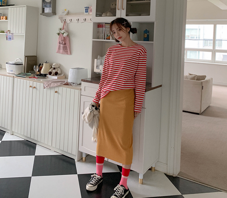 ラクルカラーゴルジバンディングスカート