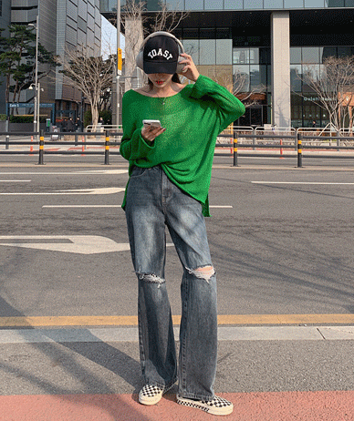 エバーキッズデニムバンディングワイドパンツ(ショット/基本/ロングver)