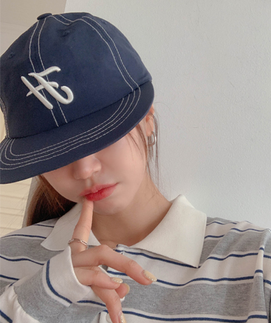 H刺繍ナイロンステッチボールキャップ