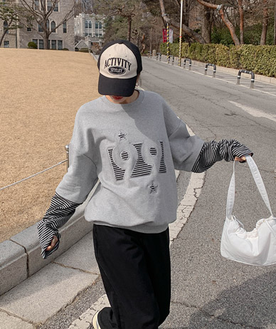 [男女共用]99刺繍ダンガラレイヤードトレーナー