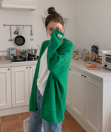 モアパッチ石石ニットカーディガン