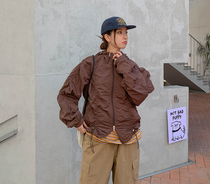 [男女共用]キミシャーリングナイロンフード防風