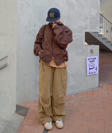 [男女共用]キミシャーリングナイロンフード防風