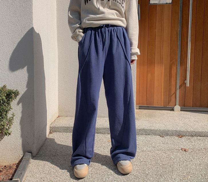 ウッディ 斜線切開 ツルストリング ワイドトレーニングパンツ