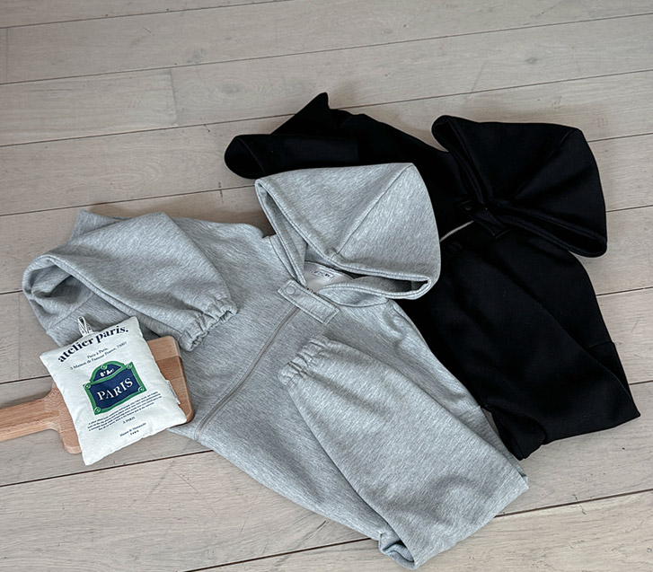 二重紙スナップボタンツーウェイバンディングフードジップアップ