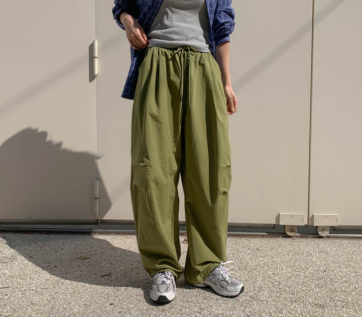 ラディス切開ピンタックストリングワイドパンツ