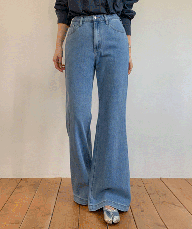 [オープンスペシャル]デンズリオセルスパンバンディングデニムワイドブーツカットパンツ（ショット/基本/ロングver）