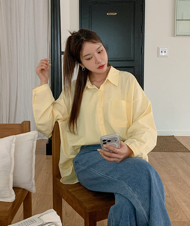 ネスリーオーバーフィットベーシックロングシャツシャツ