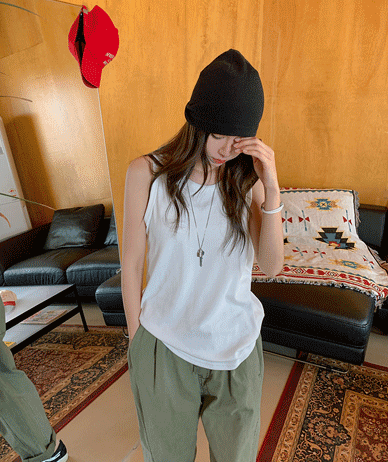 フライスベーシックラウンドネック袖なし