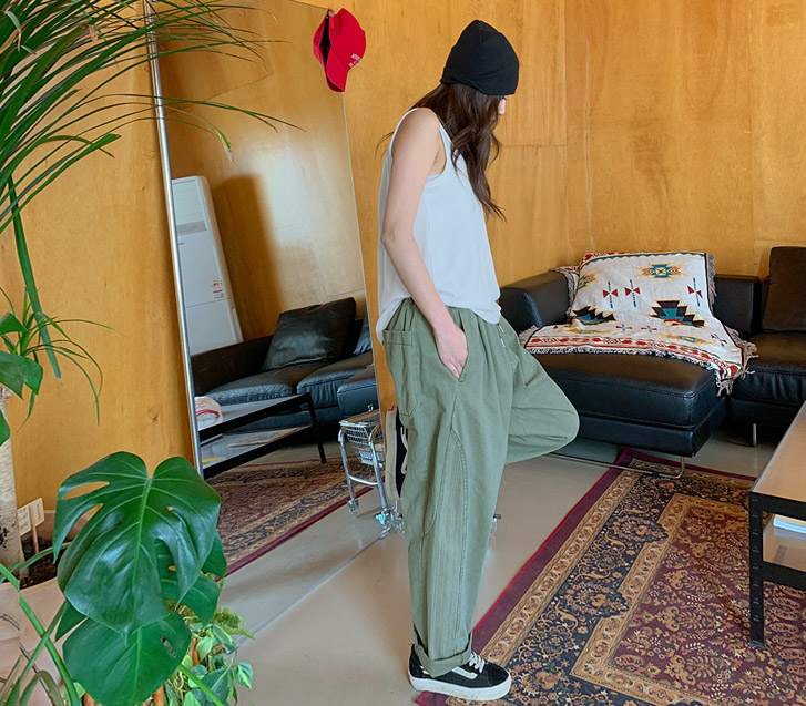 [男女共用]オートサイド切開ピグメントバンディング排気パンツ