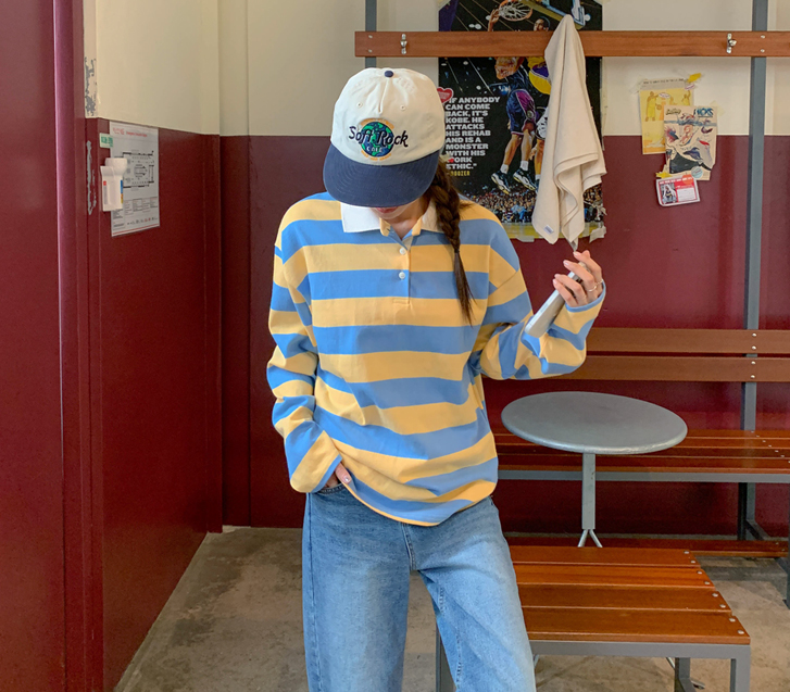 ラグビー ダンガラ カラー配色 長袖 ロングTシャツ