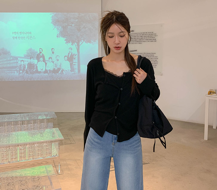 ルルレース袖なしカーディガンセット