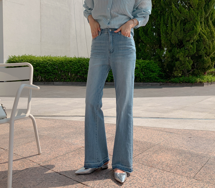 マリウォッシングデニムバンディングブーツカットパンツ