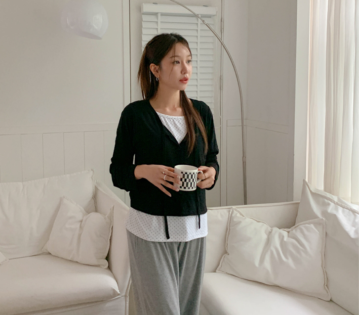 カフェトットレイヤードカーディガンティーシャツ