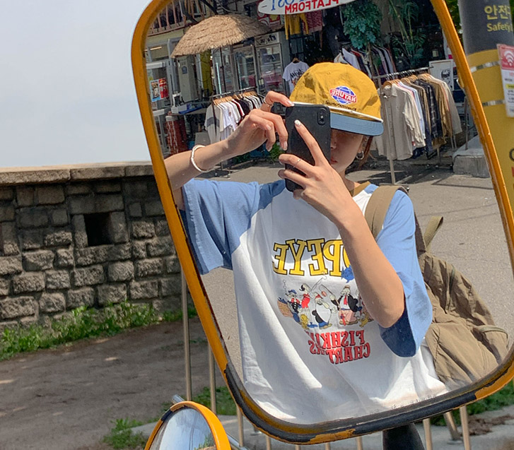 ポパイナ塩配色ラグラン半そでTシャツ