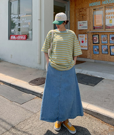 [男女共用]スムージーダンガラオーバーフィット半そでロングTシャツ