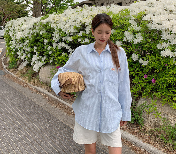 パルコパッチシアサーカーストライプシャツシャツ