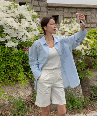 パルコパッチシアサーカーストライプシャツシャツ