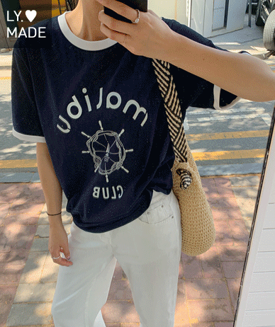 malibu 汚染 配色 半そでTシャツ