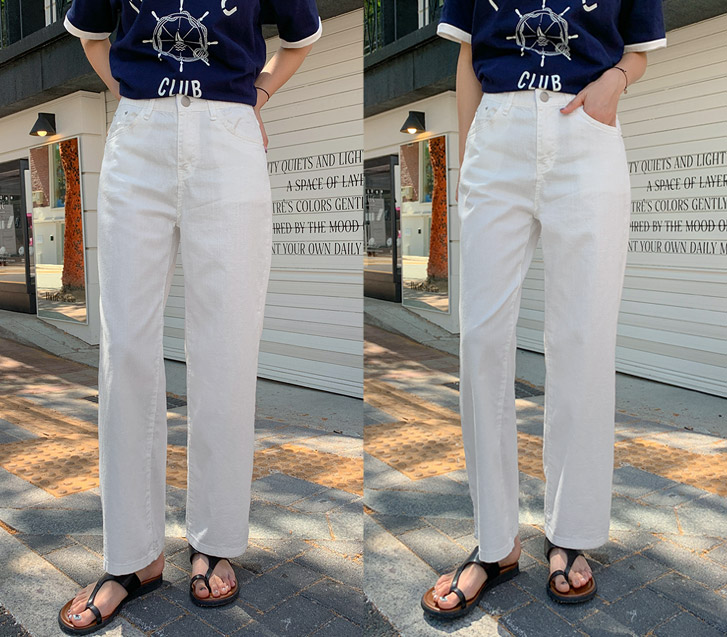 シェリングバンディングストレートワイドパンツ